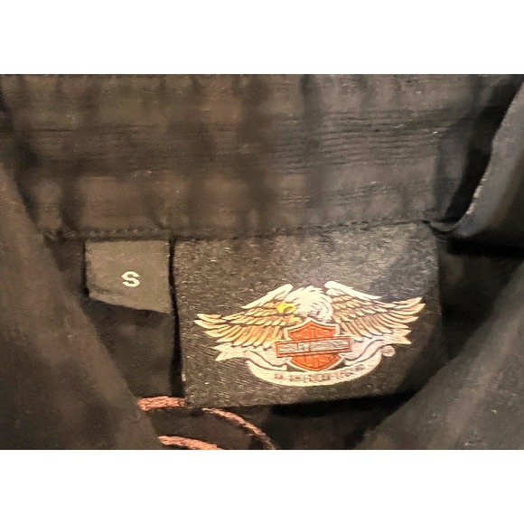 Harley Davidson Button Up Shirt Womens S Black Excellent Wing Rhinestone Logo - Picture 4 of 5